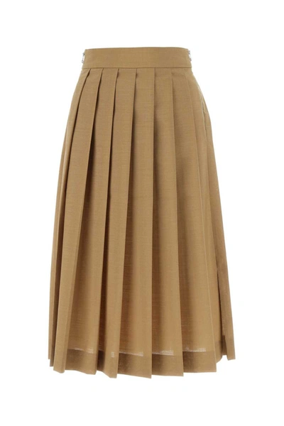 Quira Pleated Midi Skirt In Brown