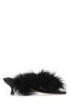 Sleeper Black Pom Heeled Sandals In Black