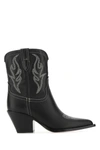 Sonora Embroidered Leather Ankle Boots With Pointed Toe In Black