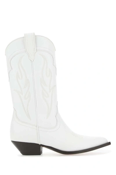 Sonora Santafe Texan Boots In White Leather In Blanco