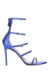 Stuart Weitzman Satin Strappy Sandals With Stiletto Heel In Blue