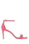 Stuart Weitzman Suede Curve 85 Sandals With Italian Heel In Pink