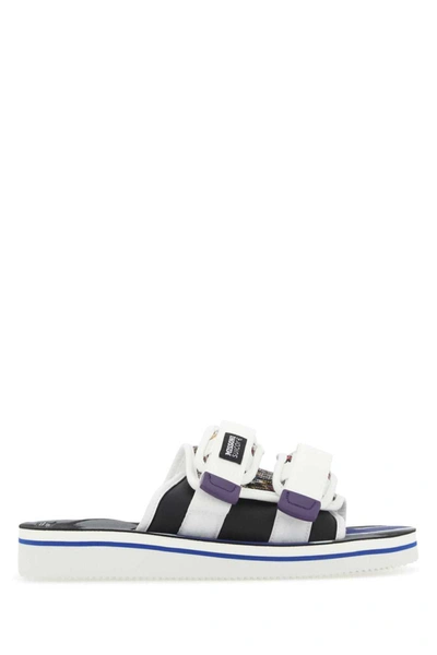 Suicoke Unique Embroidery Fabric Moto-cab Slippers In Multicoloured