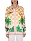 Casablanca Cuban Collar Silk Long Sleeve Shirt In Multicolor