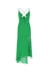 The Andamane Silk Dress With Unique Hemline And Front Cut-outs In Green