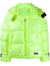 Valentino Quilted Hooded Down Jacket In Yellow In Yellow Fluo