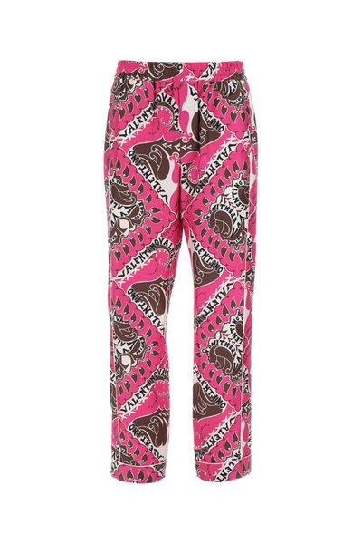 Valentino Abstract-print Pajama Trousers In Pink
