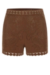 Valentino High-waisted Knitted Shorts In Brown