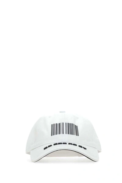 Vtmnts Barcode Printed Curved Peak Baseball Cap In White