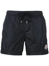 Moncler Logo Plaque Swimming Trunks In Blue