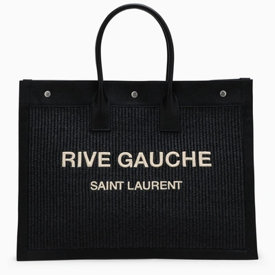 Saint Laurent Rive Gauche Black Canvas Tote Bag