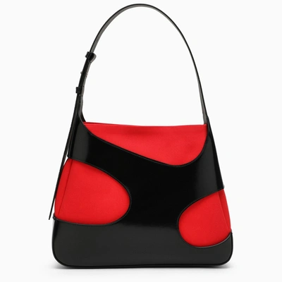 Ferragamo Cut Out-detail Leather Shoulder Bag In Black/flame Red