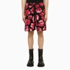 4sdesigns Floral-motif Two-tone Shorts In Black
