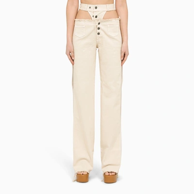 Julfer Ivory Jeans With Cut-out In White