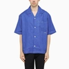Sunnei Blue Linen Bowling Shirt In Blue