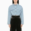 Rotate Birger Christensen Rotate Sequin Twill Biker Jacket In Blue