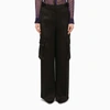 Versace High-rise Wide-leg Satin Cargo Pants In Black