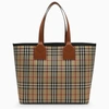 Burberry Large London Tote In Check Cotton In Multicolor