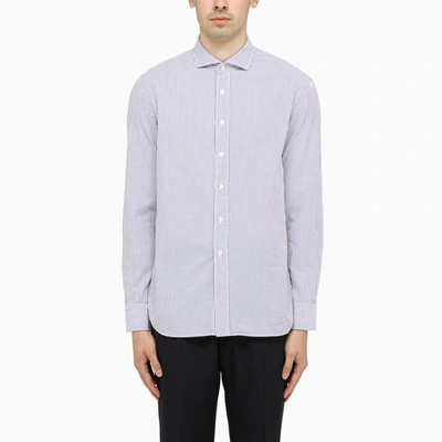 Doppiaa French Striped Shirt In Light Blue