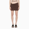 Andreädamo Stretch Viscose Knit Mini Skirt In Brown