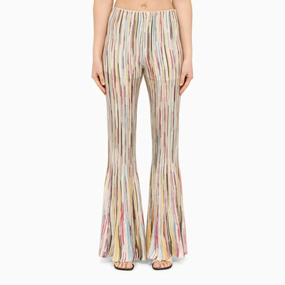 Missoni Stripe-pattern Semi-sheer Flared Trousers In Neutral