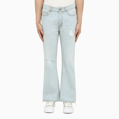 Erl Distressed Denim Trousers In Blue