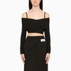 DOLCE & GABBANA BLACK TOP WITH BOAT NECKLINE,F26T8TFUGPO/M_DOLCE-N0000_102-42