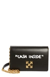 Off-white Jitney 0.5 Printed Embellished Leather Shoulder Bag In Black White