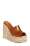 Christian Louboutin Womens Cuoio Ariella Zeppa 130 Braided Heel Leather Wedge Sandals In Cuoio