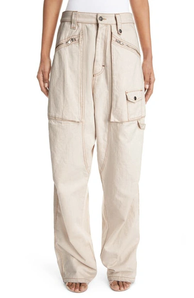 Isabel Marant Wide-leg Cotton And Hemp Trousers With Multiple Pockets In Cream