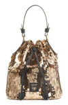 Tom Ford Small Disco Sequined Bucket Bag In Gold/ Black