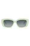 Celine Triomphe Rectangle Acetate Sunglasses In Shiny Light Green / Brown
