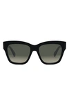 Celine Triomphe 55mm Round Sunglasses In Shiny Black / Gradient Brown
