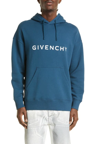 Givenchy Slim Fit Logo Graphic Hoodie In Blue