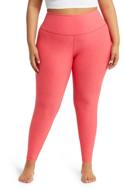 Beyond Yoga Plus Size High-waist Space-dye Midi Leggings In Paradise Coral Heather
