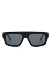 Fendi Graphy Rectangular Sunglasses In Shiny Black / Smoke