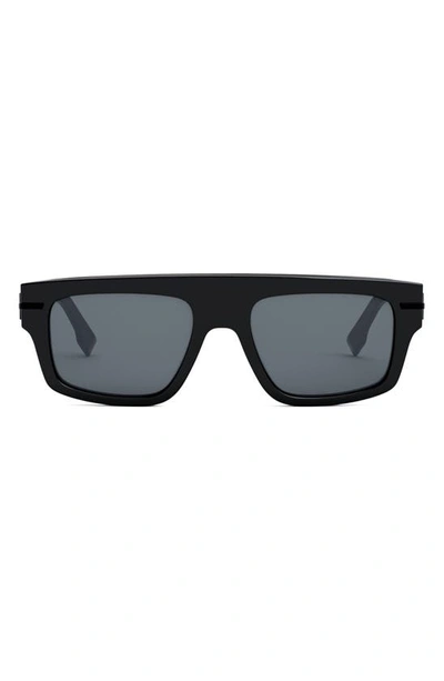 Fendi Graphy Rectangular Sunglasses In Shiny Black / Smoke