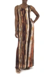 NINA LEONARD NINA LEONARD STRIPE PRINT MAXI DRESS