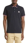 Moncler Tricolour Tip Polo Shirt In Blue