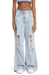 GIVENCHY DISTRESSED EXTRA WIDE LEG JEANS