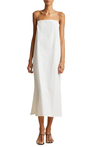 Khaite Sicily Cotton Midi Dress In White | ModeSens