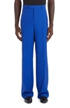 Versace Silk And Wool Blend Trousers In Electric Blue