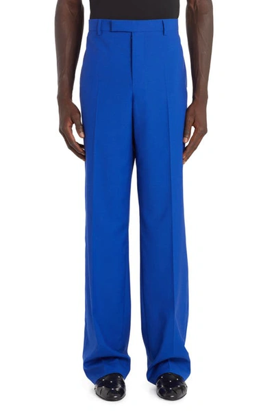 Versace Wool & Silk Formal Pants In Blue