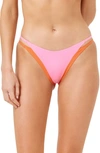 L*space Billie Contrast Trim Bikini Bottoms In Tangerine/ Guava