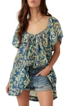 Free People Kauai Print Tunic Top In Ocean Combo