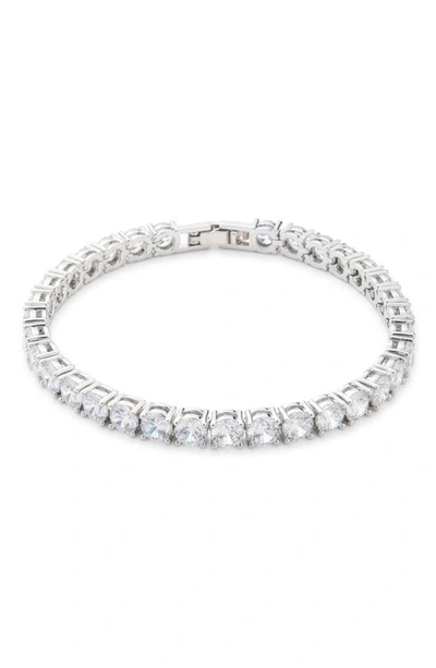 Marchesa Cubic Zirconia Tennis Style Flex Bracelet In Rhod/ Cry