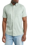 FAHERTY THE MOVEMENT GEOMETRIC PRINT SHORT SLEEVE BUTTON-UP SHIRT