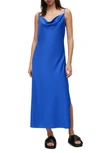 Allsaints Hadley Satin Slipdress In Dazzling Blue