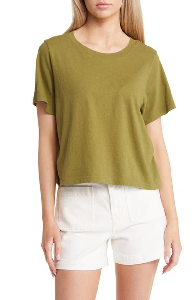 Madewell Lakeshore Softfade Cotton Crop Tee In Classic Olive