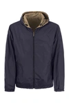 Peserico Men's Reversible Jacket With Hood In Blue
